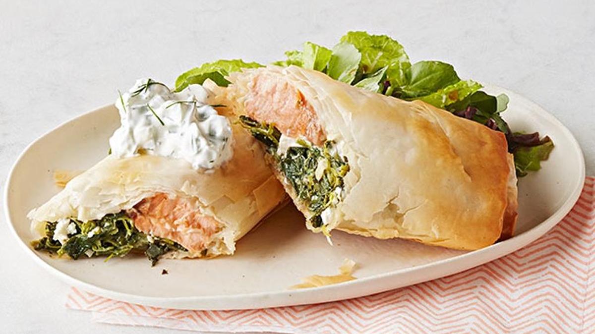 Wrapped Salmon with Spinach & Feta