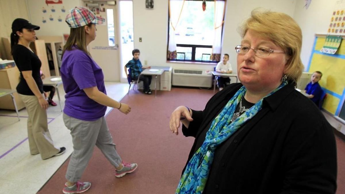 Rachel Newsome, director of communications and development, in one of the classrooms at the Belleville location of the Illinois Center for Autism.