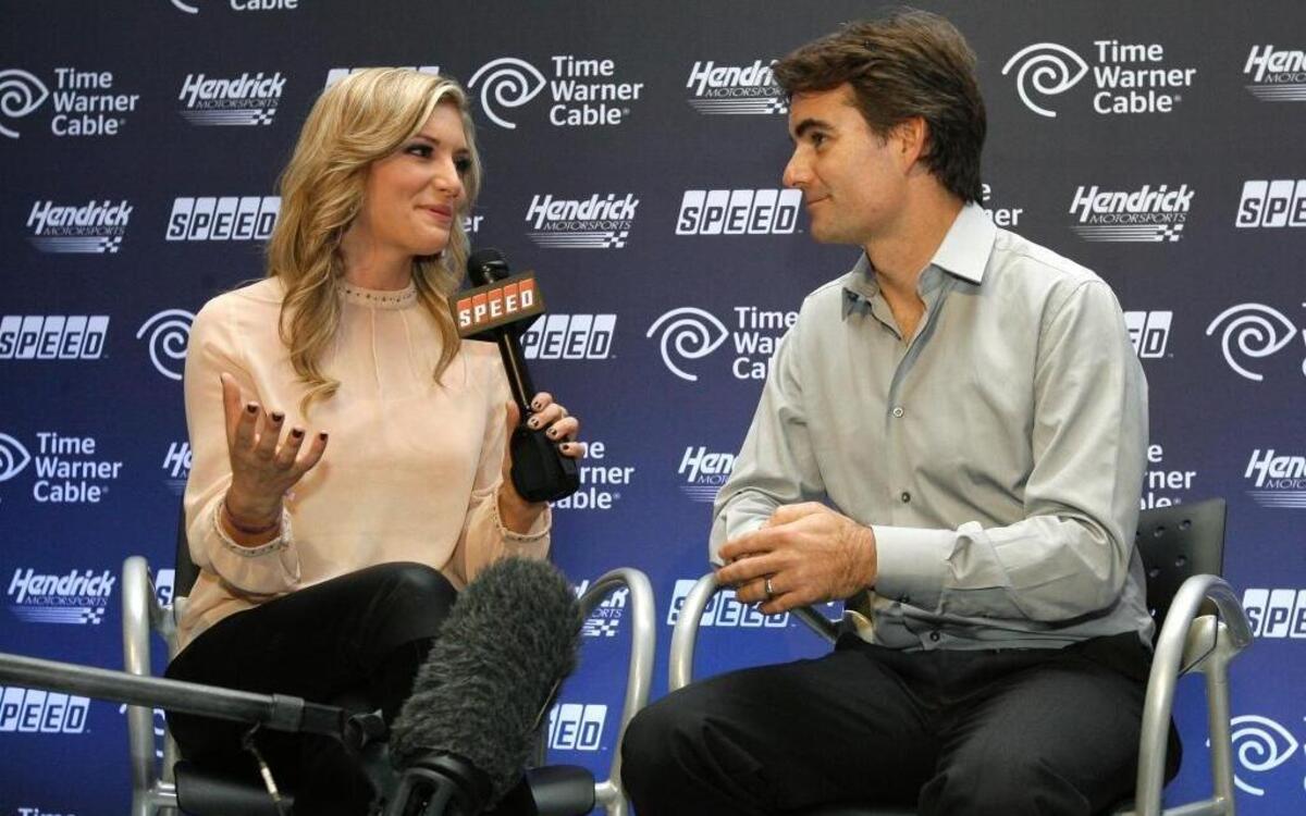Danielle Trotta interviews Jeff Gordon in 2012. Trotta announced in February that she was leaving FS1’s NASCAR Race Hub.