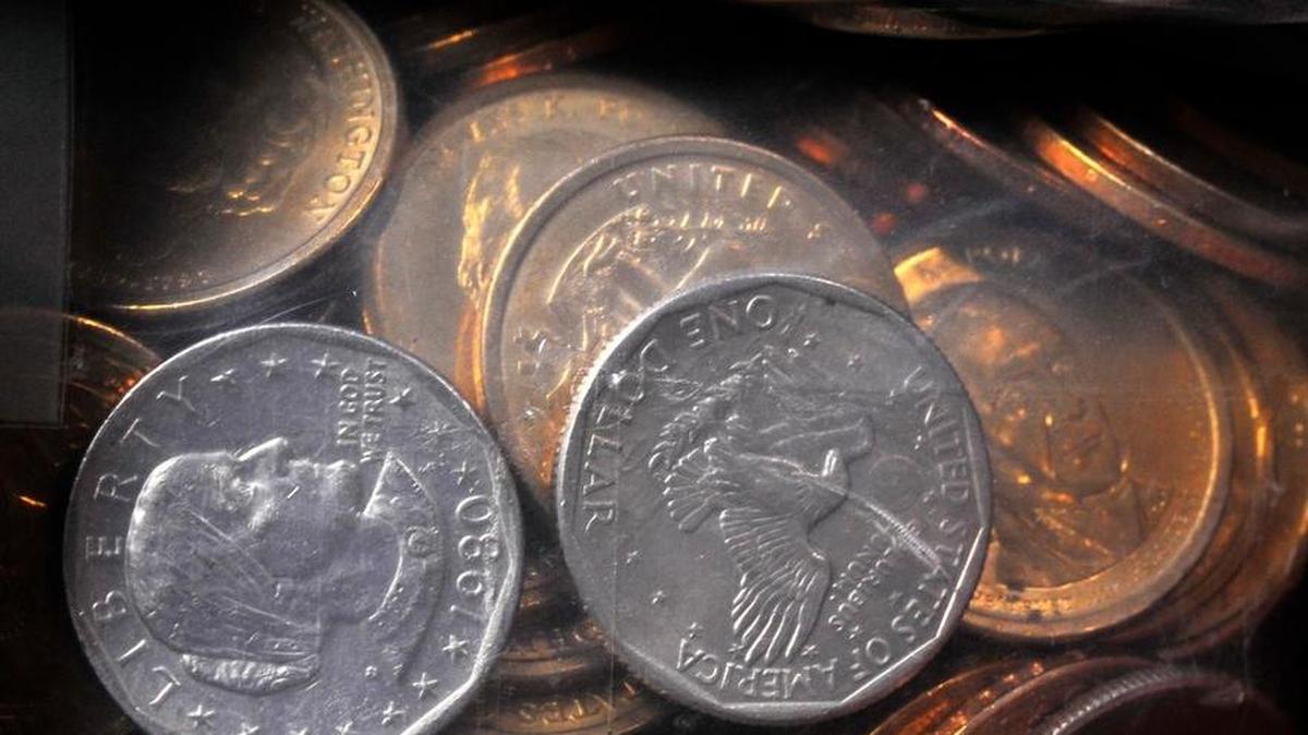 $1 dollar coins in storage at the Federal Reserve Bank of Richmond in Baltimore, Md.