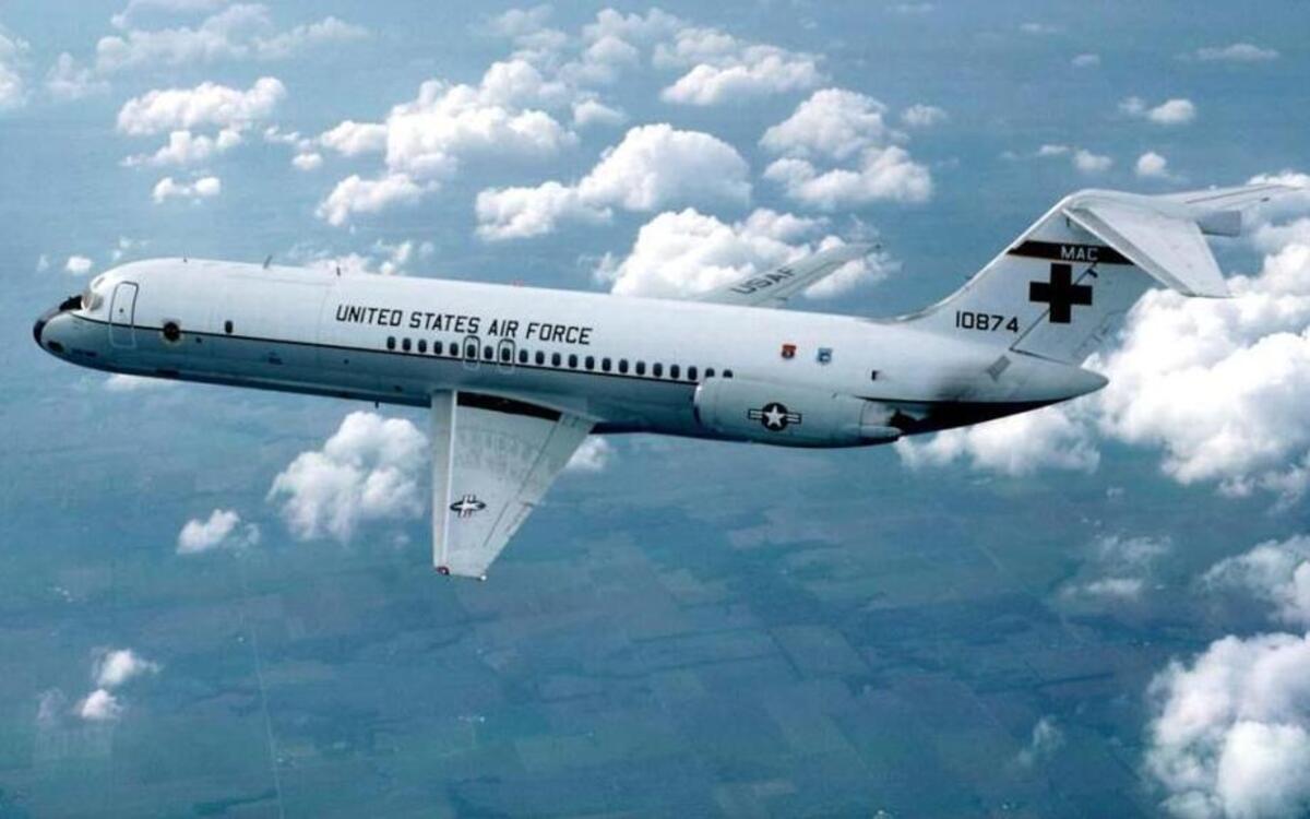 A C-9A Nightingale plane similar to this one crashed into and destroyed a home near Scott Air Force Base in 1971.