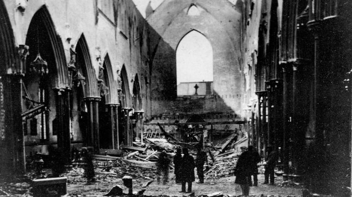 Fire damage to St. Peter’s Cathedral was estimated at $100,000 — the equivalent of $2.4 million in today’s dollars.