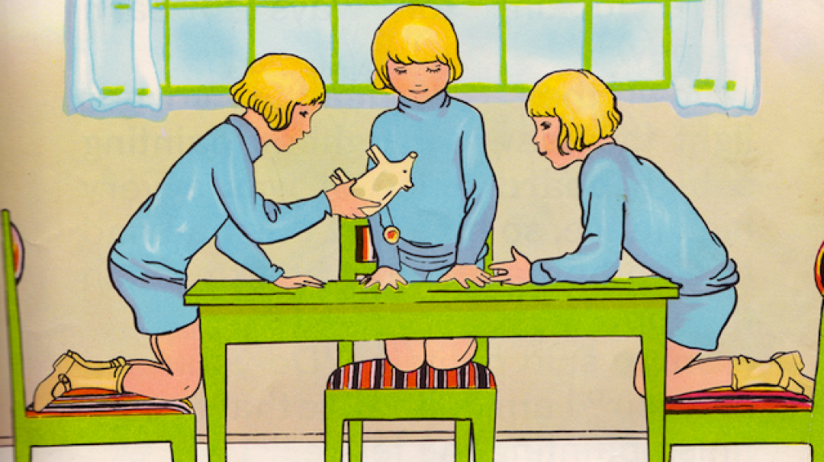 An illustration from “Snipp, Snapp, Snurr and the Red Shoes.”