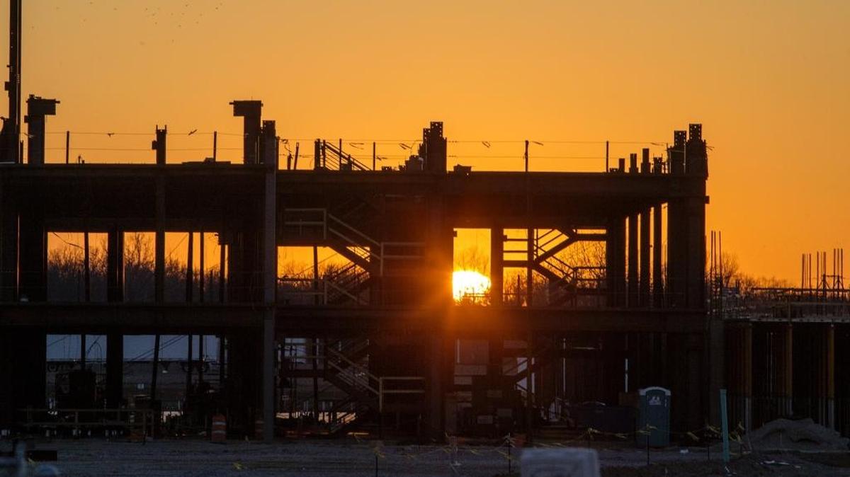 Construction work at the New St. Elizabeth’s Hospital in O’Fallon.