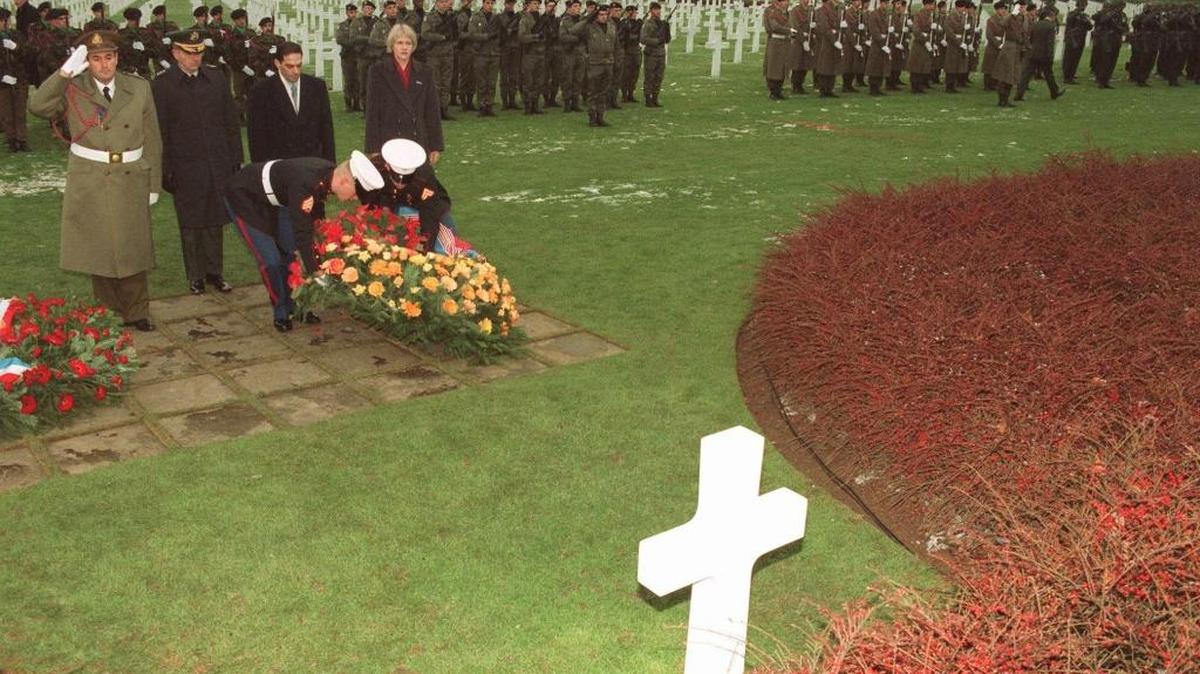 Soldiers lay flowers at the tomb of U.S. Army Gen. George S. Patton Jr., commander of the 3rd US Army and liberator of Luxembourg, who died after a car accident in Mannheim, Germany. Patton’s last wish was to be laid to rest among his men who died during the Battle of the Bulge in Luxembourg.