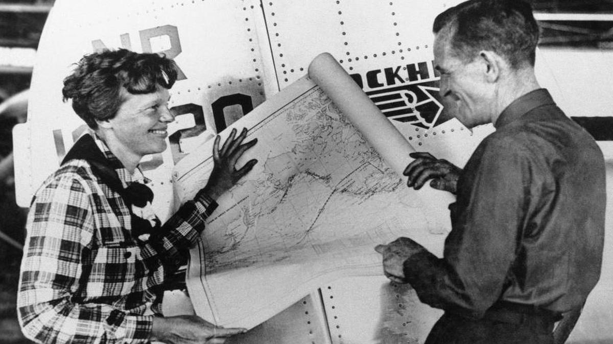 Amelia Earhart with navigator Fred Noonan.