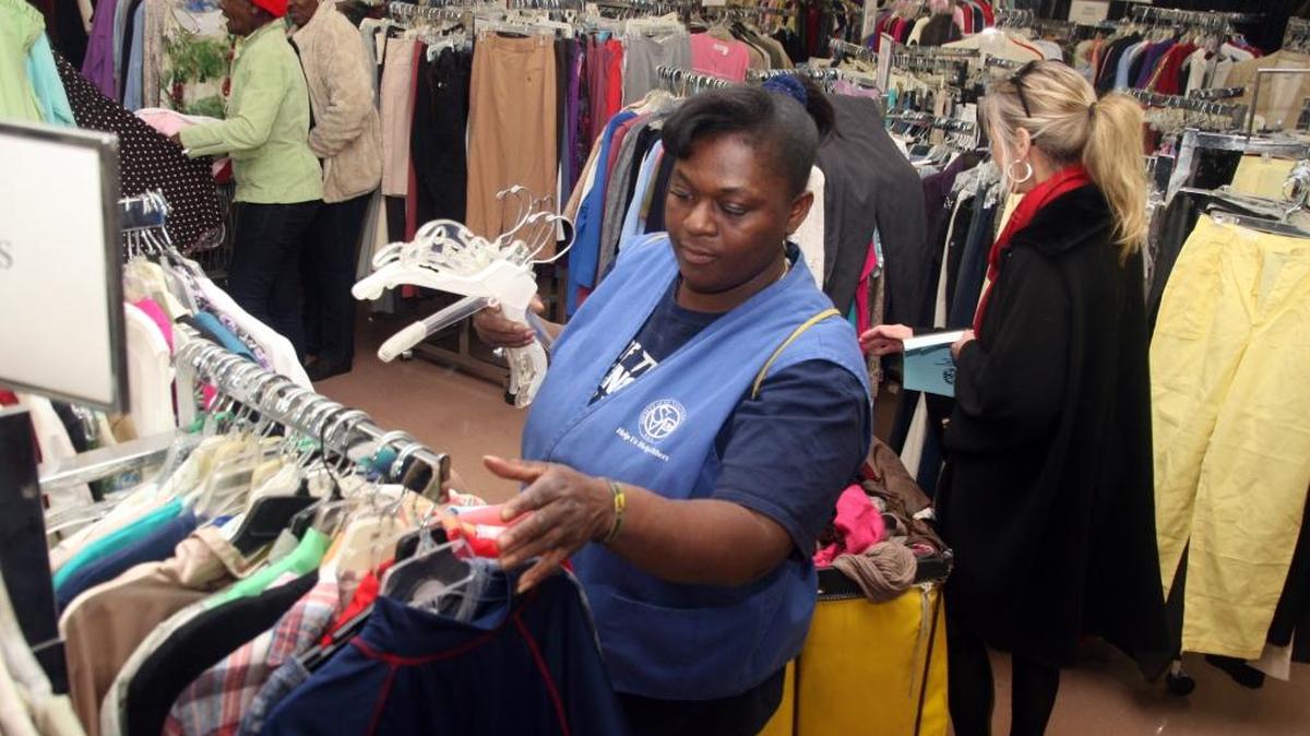 Lenorris Delaney volunteers six days a week at the St. Vincent de Paul thrift shop in East St. Louis.