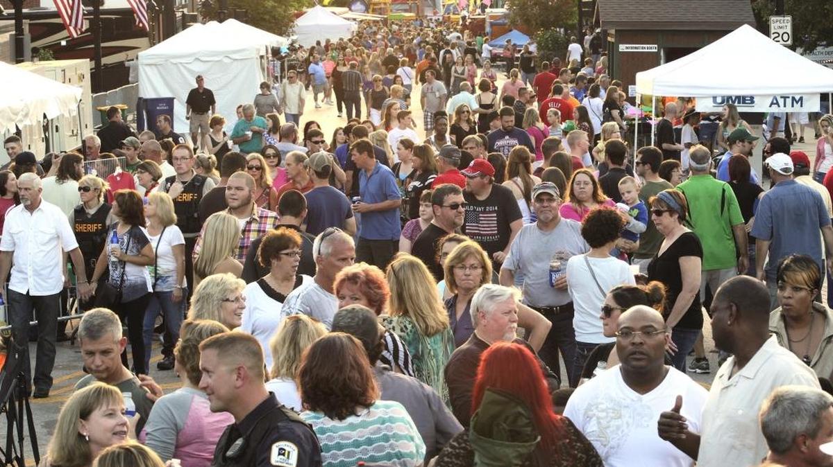 
Crowds filled Public Square in downtown Belleville for Oktoberfest and the 200th anniversary of Belleville in 2014. This view is looking down West Main Street from atop the Veteran's Memorial Fountain.
