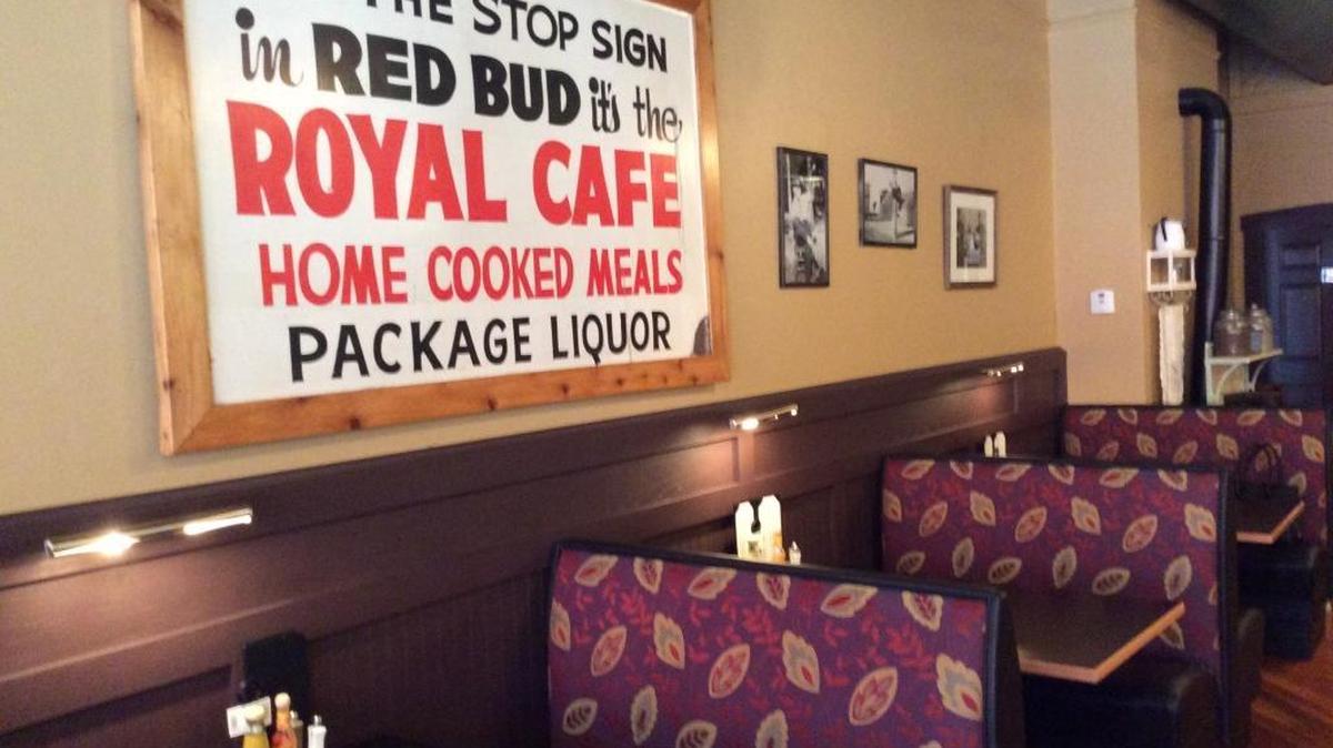 The sign in the One-O-Eight Room was found in the lower level of the building, said Opera House Bistro owner Chef David Dannenberg.