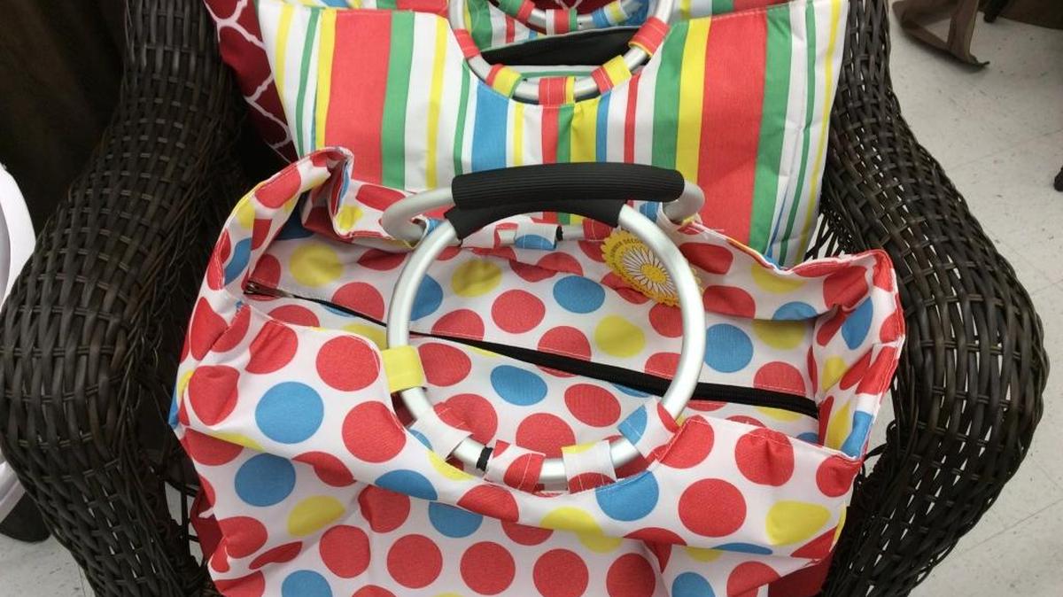 Sturdy insulated beach tote is attractive, too. From Big Lots in Fairview Heights.