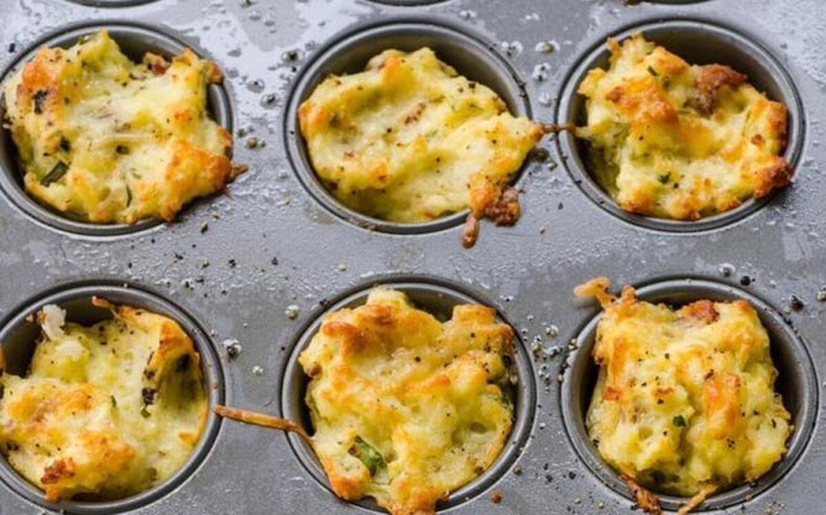 What could be simpler, mashed potatoes and cheese in muffin cups.