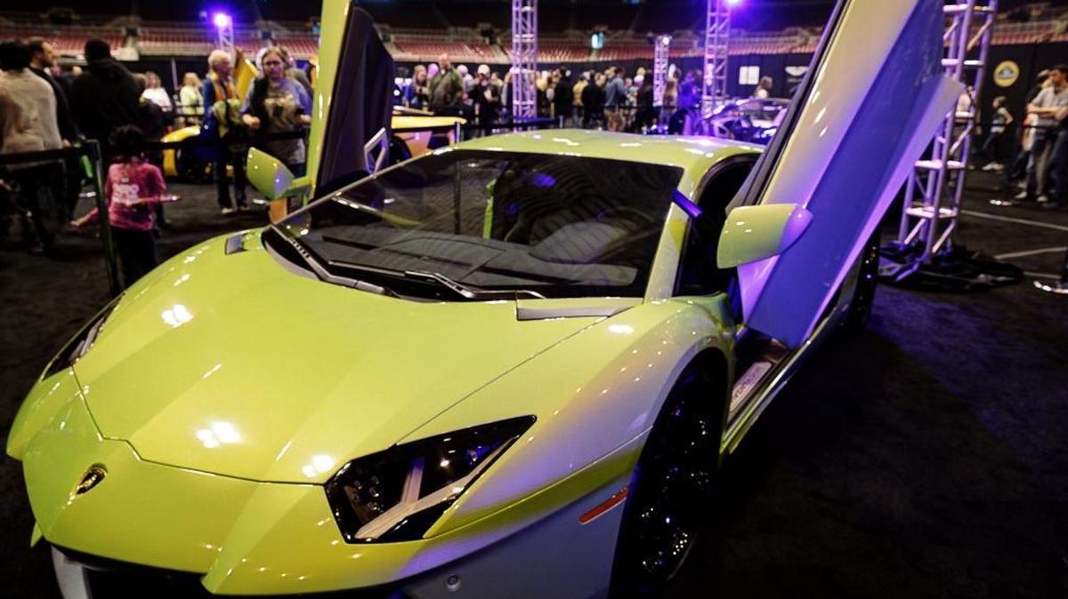 A Lamborghini welcomed visitors with open arms at the 2015 St. Louis Auto Show’s Million-Dollar Mile.