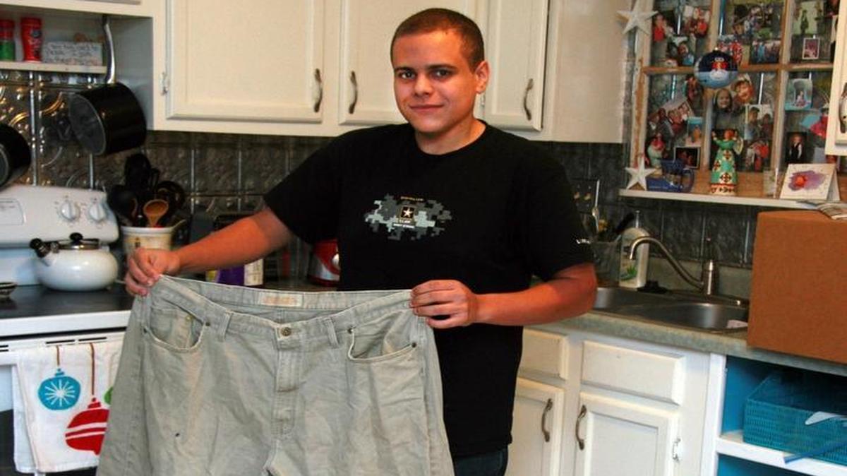 Alex Rodgers. of Belleville, wore size 42 pants and a double XL shirt before losing weight to qualify for the U.S.Army. He began basic training Dec. 29, 2014, and is now stationed at Fort Carson, Colo.