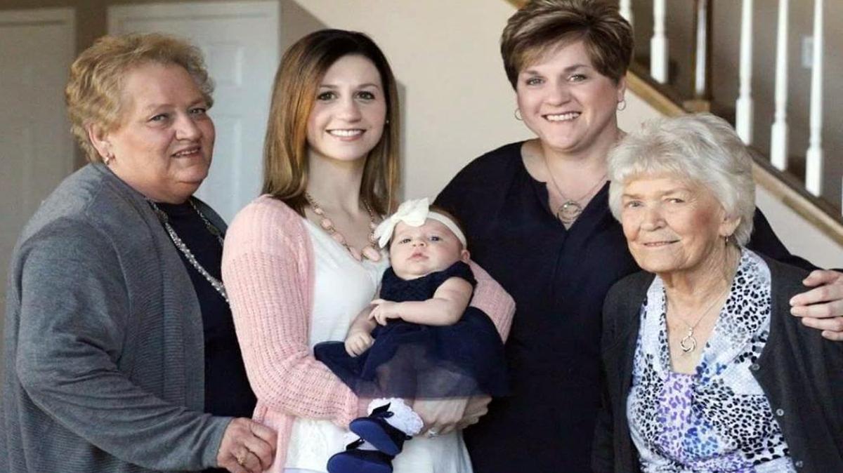 Virginia Brown Brasfield, of Granite City, is the senior member of this 2016 five generation photo. From left, Great-grandma Kathy Brasfield Poston, mother Jourdan Sparks Yovandich, infant Elliot Yovandich, Grandmother Beth Poston Sparks and Great-great-grandmother Virginia.