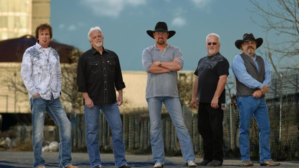 Confederate Railroad members are, from left: Bobby Randall, steel guitar, fiddle and vocals; Rusty Hendrix, lead guitar; Danny Shirley, vocals and rhythm guitar; drummer Mark Dufresne; and Wayne Secrest, bass.