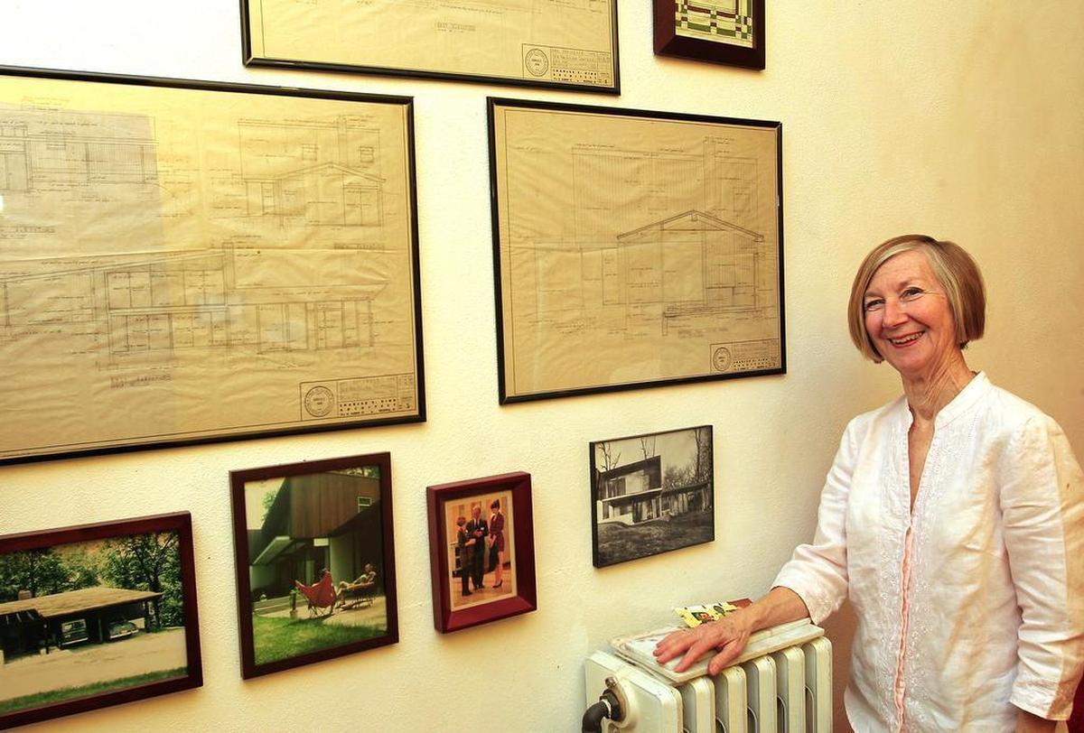 Margaret Meyer has the original blueprints for her Signal Hill home displayed in her foyer. Belleville architect Charles King designed the mid-century modern home, built in 1952.