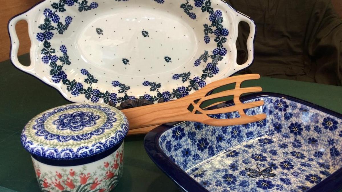Polish pottery sold at the holiday market in downtown Belleville.