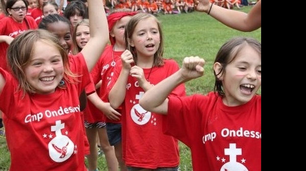 
Kids give a “Heepwah” cheer at Camp Ondessonk located in the Shawnee National Forest in Southern Illinois
