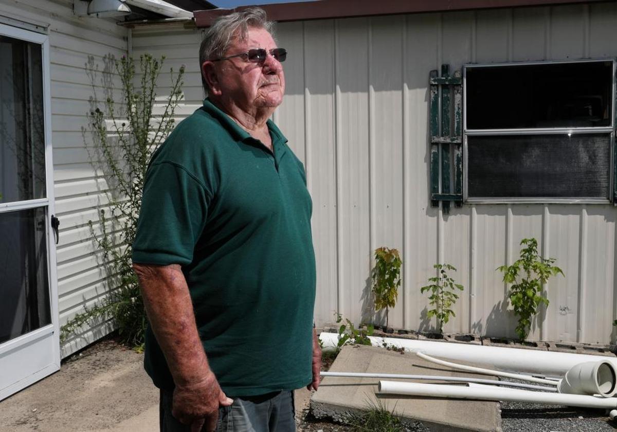 Melvern Noll outside the location of his former miniature golf business in Highland where he spotted an unidentified flying object around 4 a.m. on January 5, 2000.