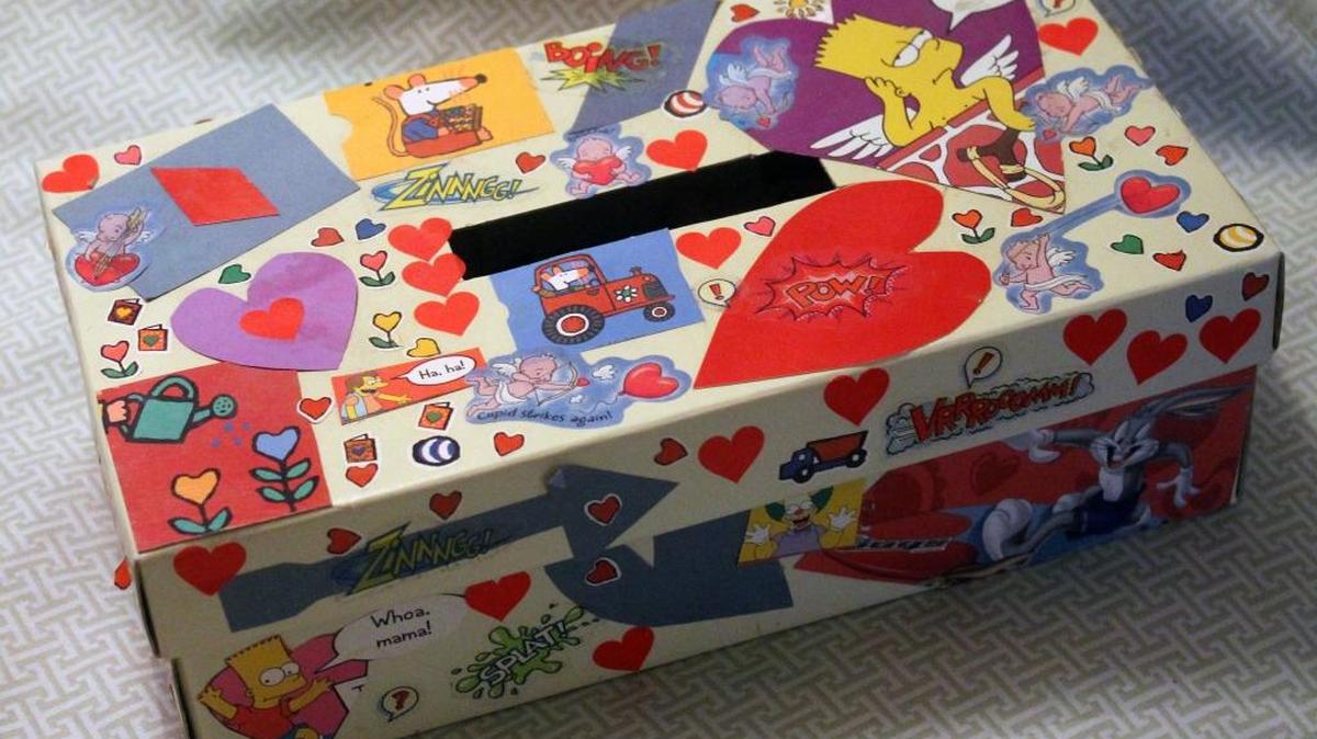 When in first and second grade, Patrick Kuhl made Valentine boxes with an assist from his mom.
