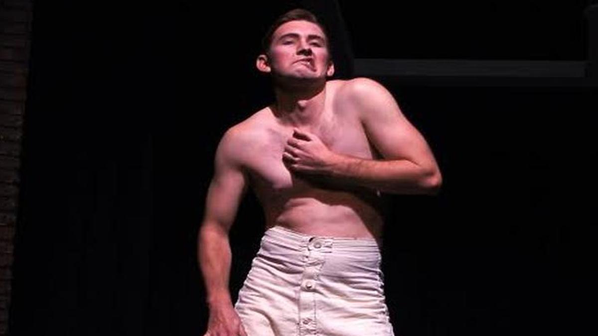 Mitch Ellis-Yapp portrays John Merrick, a severely handicapped young man from Victorian England in “The Elephant Man” which will be onstage this weekend and next at Looking Glass Playhouse in Lebanon.