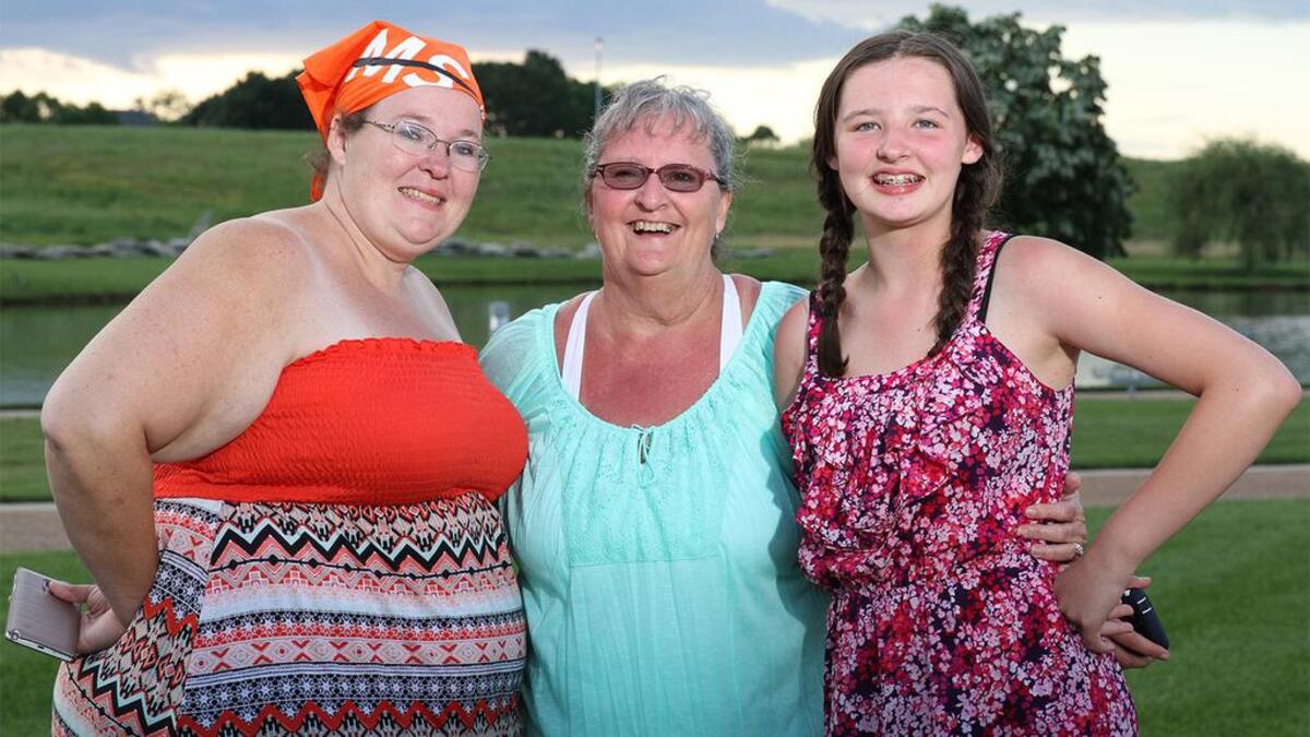 Amanda Hornbostel, left, Clara Taylor and Carley Taylor will participate in the Challenge Walk again. Clara got her daughter, right, and granddaughter involved in the event about four years ago.