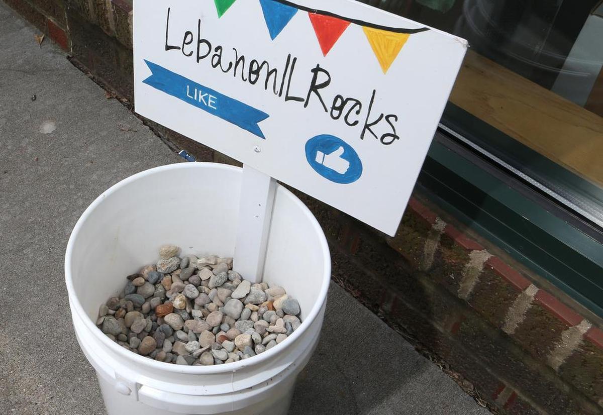 The Lebanon Public Library has a bucket of rocks available for those participating in the rock hiding and painting craze. Several Facebook groups in the area are home to loose associations of painters and hiders and those who seek the rocks. Painted rocks are hidden in plain sight — on top of a fence, in the crook of a tree, tucked into a flowerpot — and patiently wait for a keen set of eyes.
