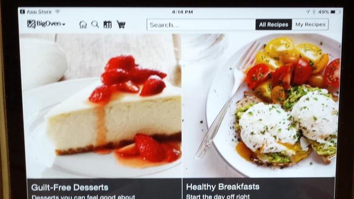 A screen shot from the Big Oven app on an iPad.