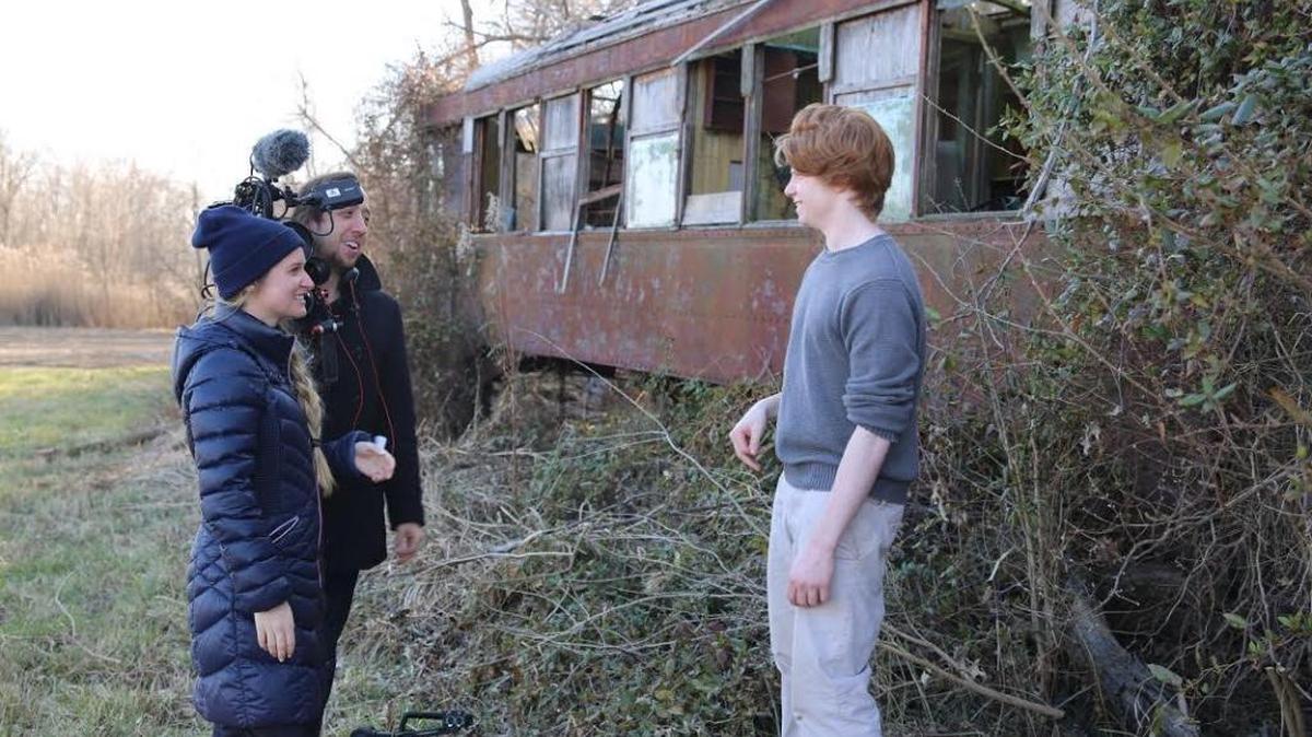 Brynn Elliot Watkins and husband Aaron Craig, left, made a 7-minute movie about strange lights and a disappearance. They used locals, including family friend Georgie Nahass, when they filmed in March at her parents’ Freeburg farm. The film was accepted in Cannes Film Festival’s Short Film Corner.