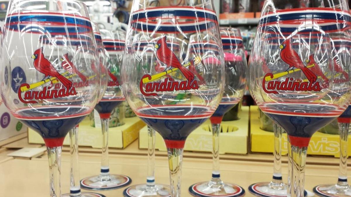 Pricy St. Louis Cardinal stemware.