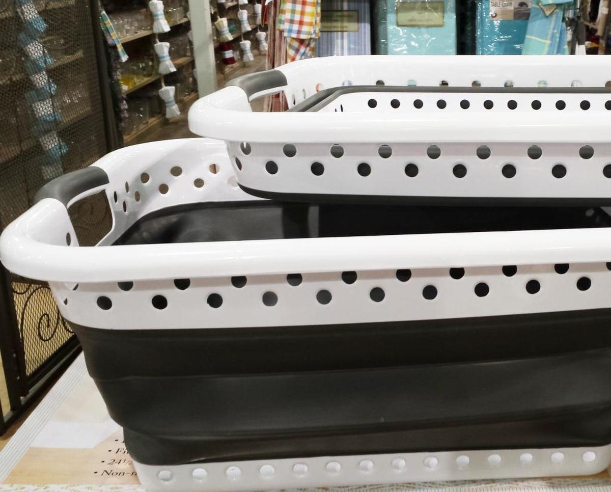 This laundry basket at Old Time Pottery in Fairview Heights is collapsible.