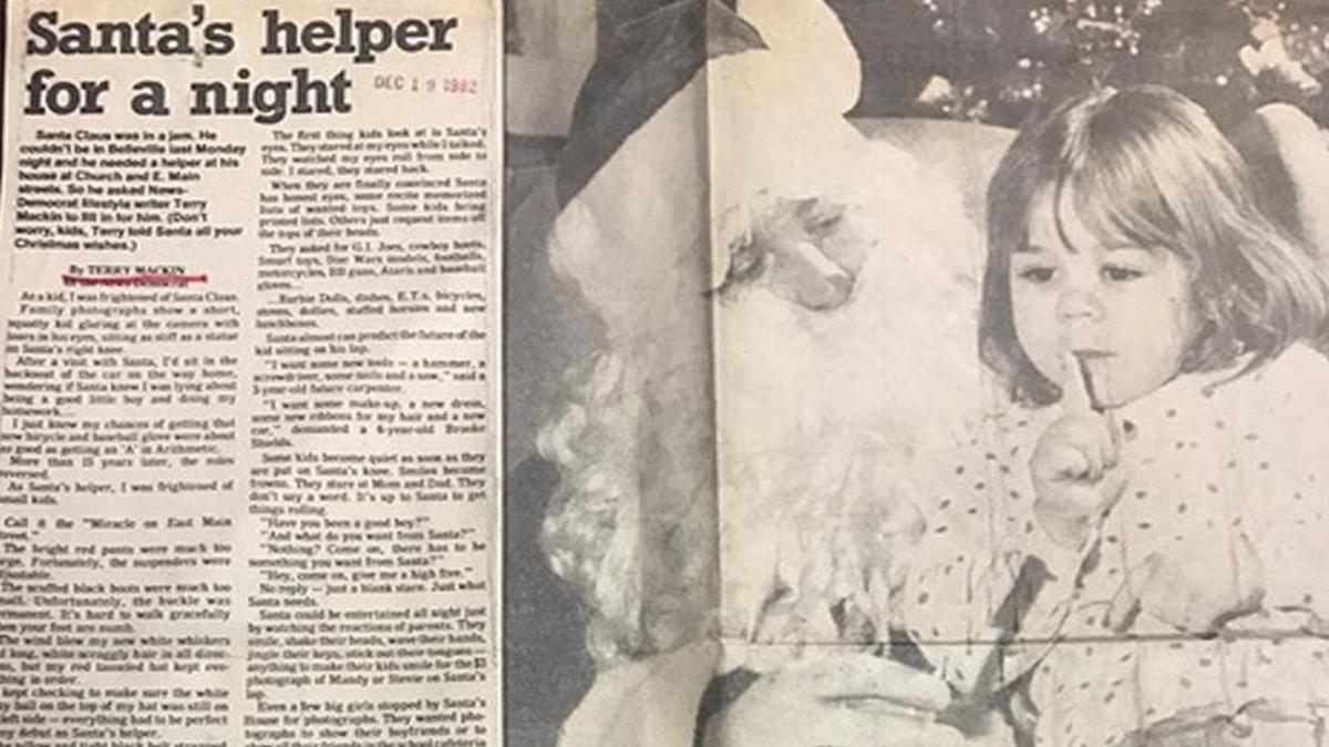 That’s columnist Terry Mackin behind the whiskers, acting as Santa’s Helper for a 1982 feature story.