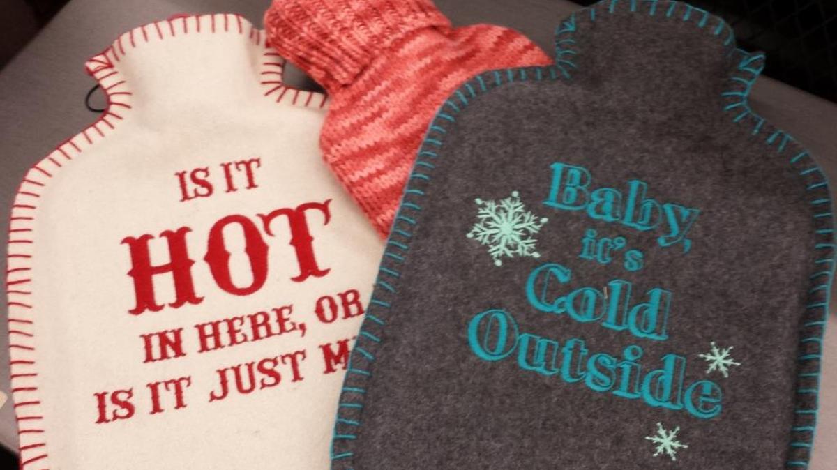 Get warm the old-fashioned way with a hot-water bottle and cover from World Market in Shiloh.