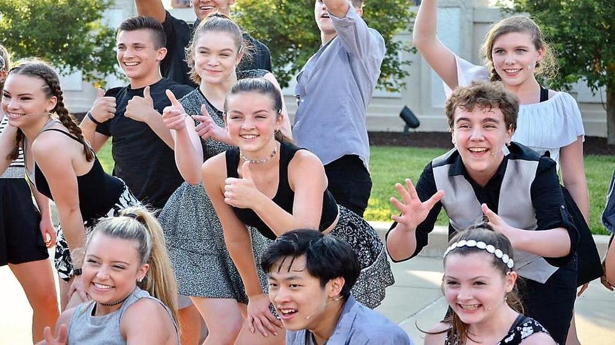 Michael Harp as part of the Muny Teen performers. He is at the far right.