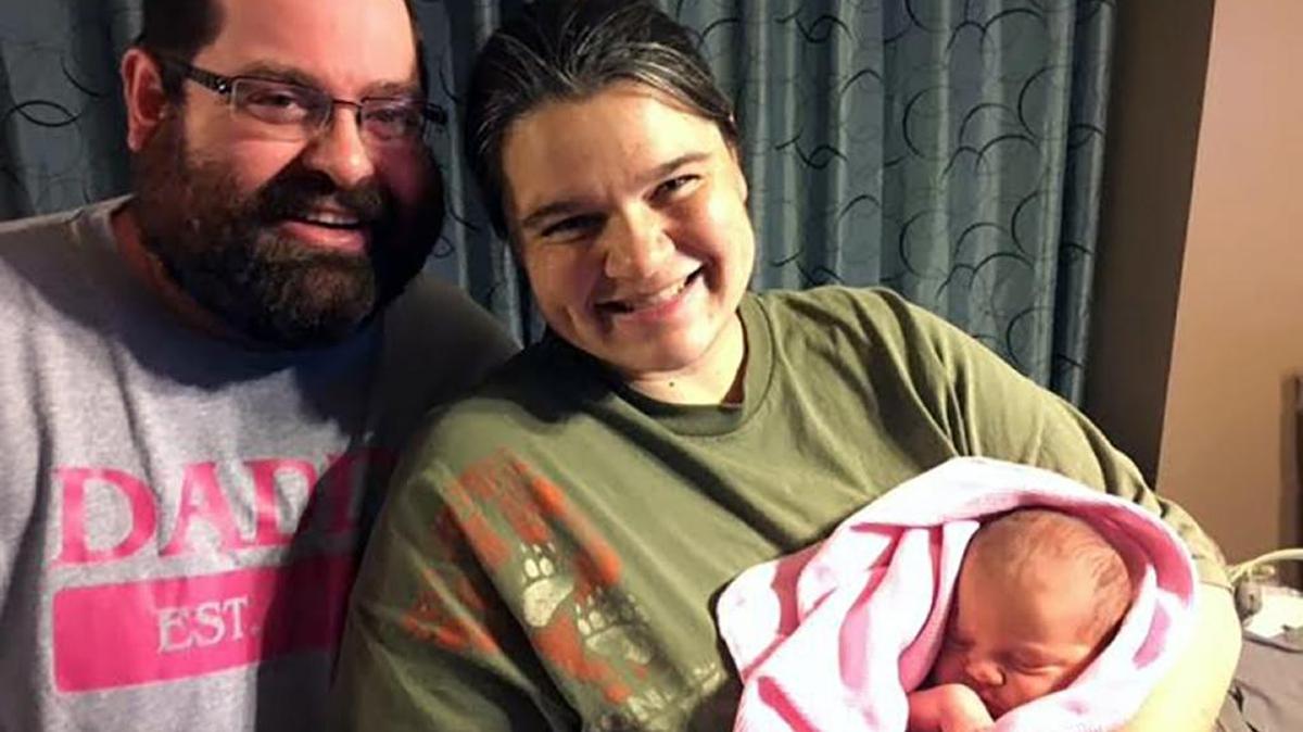 Collin and Jen Largent met at a wedding. They married 7 1/2 years ago. A couple months ago, they welcomed daughter Adalynn.