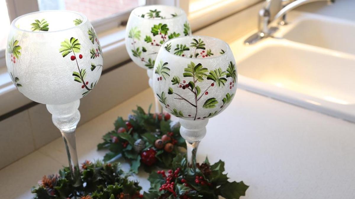 Frosted candleholders decorate the kitchen of a 1951 Charles King home. It will be one of eight homes in Swansea and Belleville that are part of the 2016 Candlelight House Tour on Sunday.