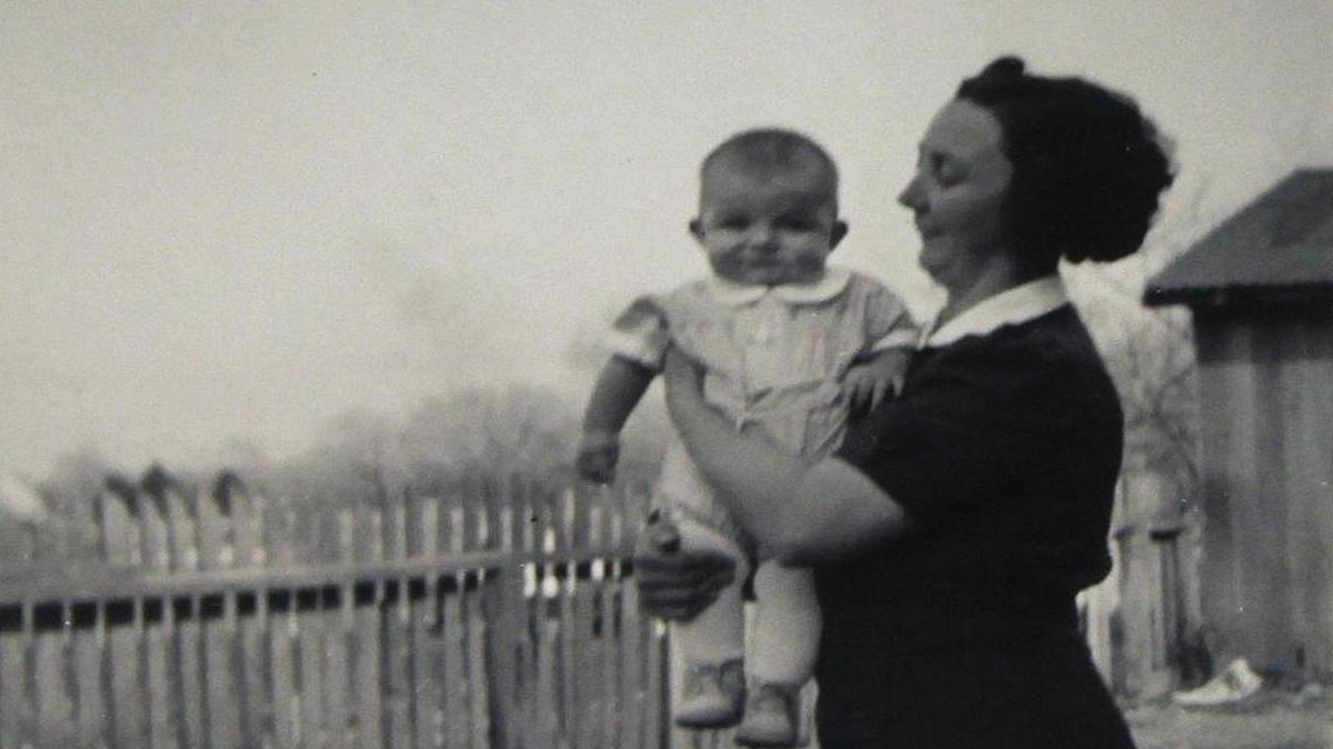 And early picture of Hilda Kuhl with one of her eight children — not me.