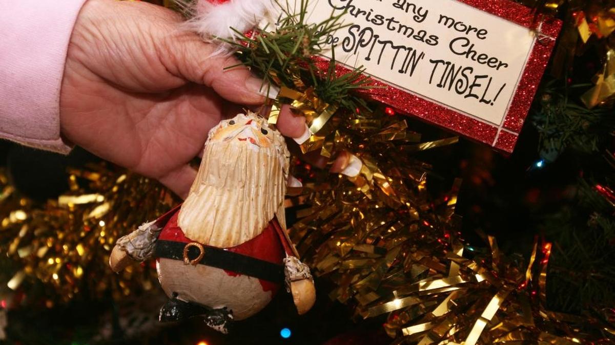 This papier mache Santa ornament is one of several that Carol Dumstorff's children made when they were little.