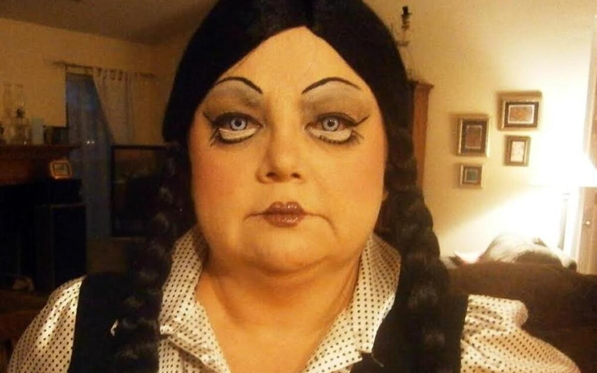 Tina Hubert, executive director of Six Mile Regional Library District in Granite City, dressed up as a psycho doll one Halloween. She wore a black wig with pigtails and purple contact lenses and applied make-up after watching a YouTube tutorial.