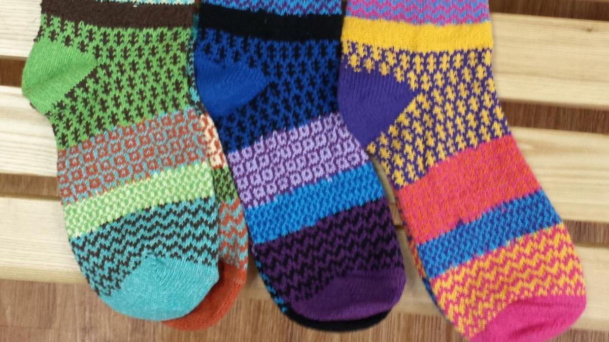 Go wild with color in this exclusive line of socks sold at Wild Birds Unlimited in Swansea.