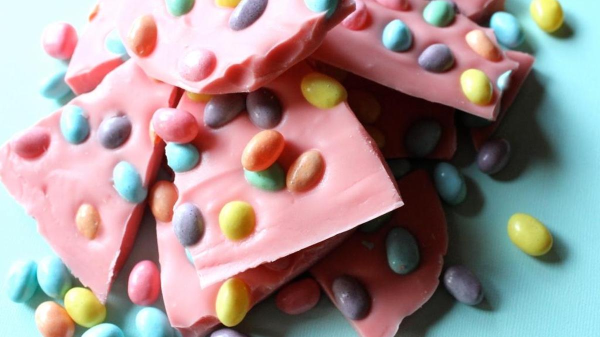 Jelly Bean Bark is easy to make in the microwave.