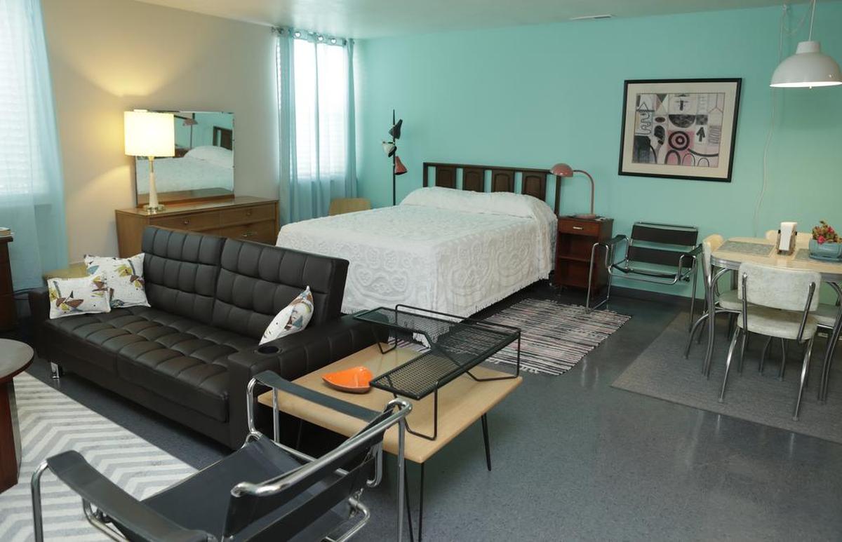 Aunt Vi’s Apartment in Belleville is filled with ’50s furniture and accent pieces. As of this month, it’s available for rent through Airbnb.