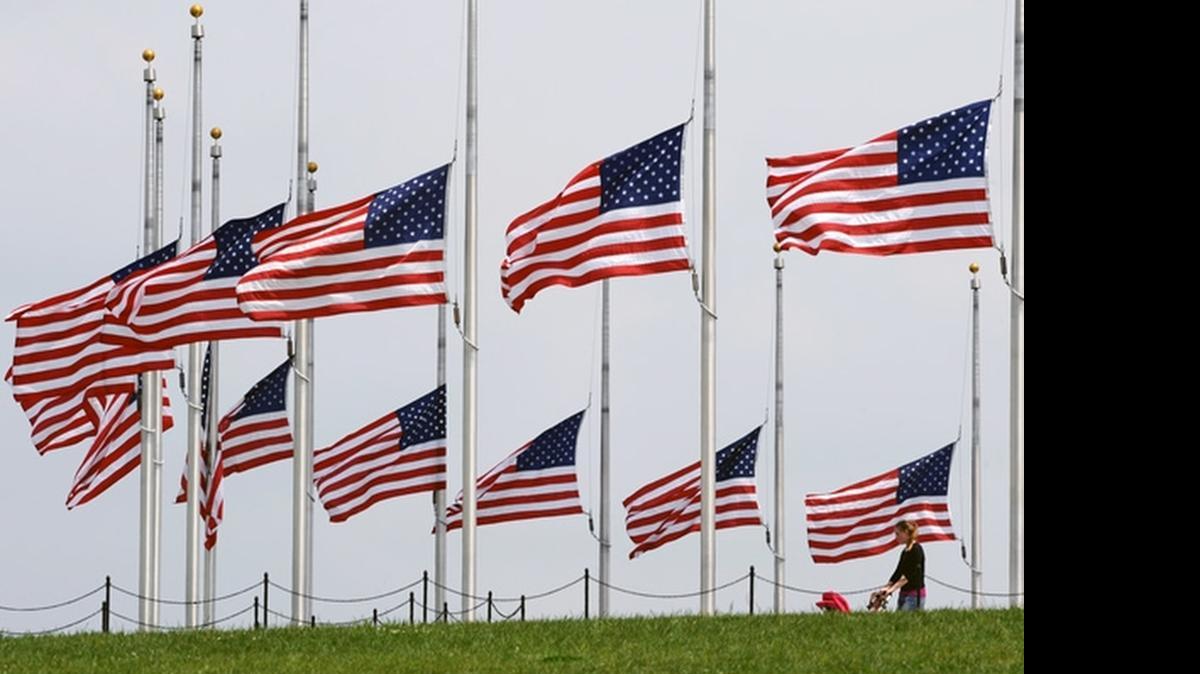 
The American flag should be displayed at half-staff until noon on Memorial Day, then raised to the top. 
