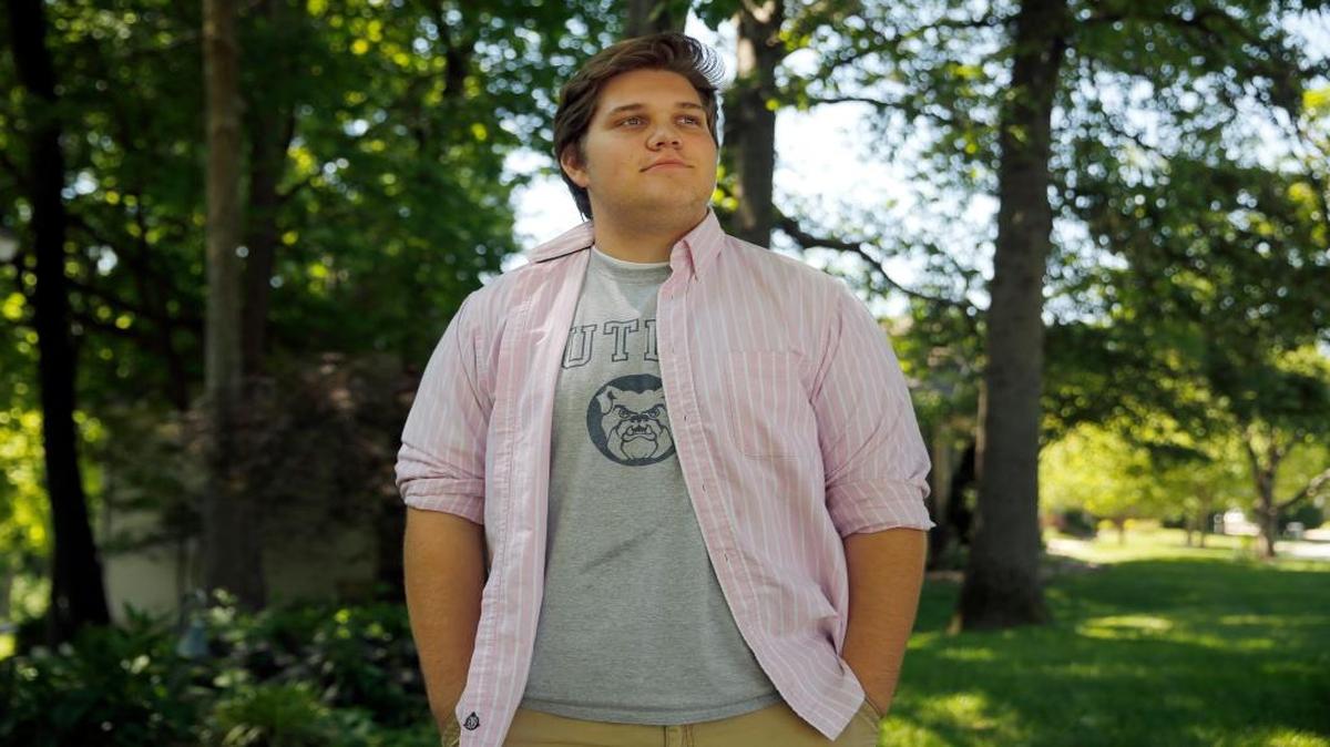In this photo taken Saturday, May 21, 2016, Bryce Evans poses in O’Fallon. Evans has decided to attend Butler University in Indianapolis rather than a college in Illinois, saying the uncertainty over education funding in his home state was a factor in his choice.
