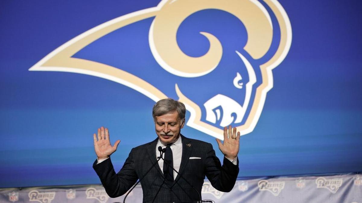 St. Louis Rams owner Stan Kroenke takes questions from the media at a news conference at The Forum in Inglewood, Calif., on Jan. 15. The Rams are leaving St. Louis and returning to play in 2016 in the Los Angeles area at a new stadium to be built on a site near The Forum.
