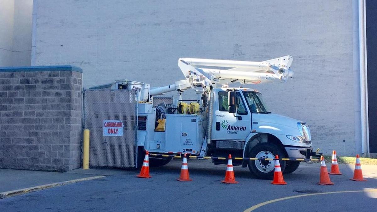 An Ameren truck works on power lines in this file photo