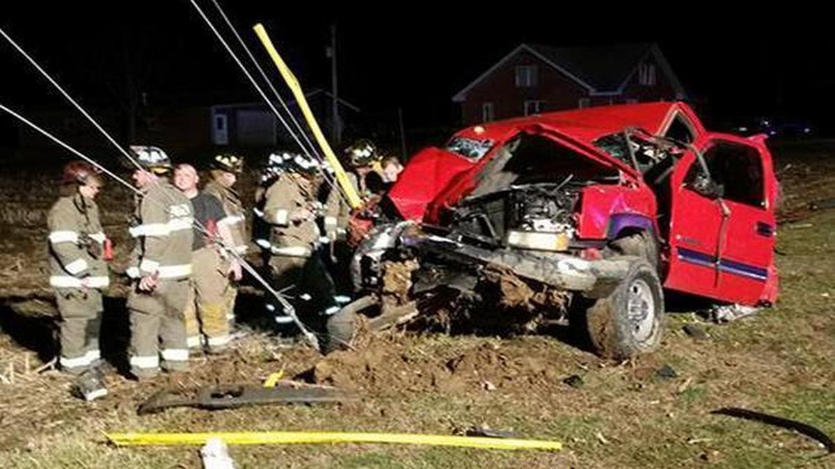 Firefighters responded to West Apple Street and Willow Spring Lane on Sunday for a report of a rolled over pickup truck.