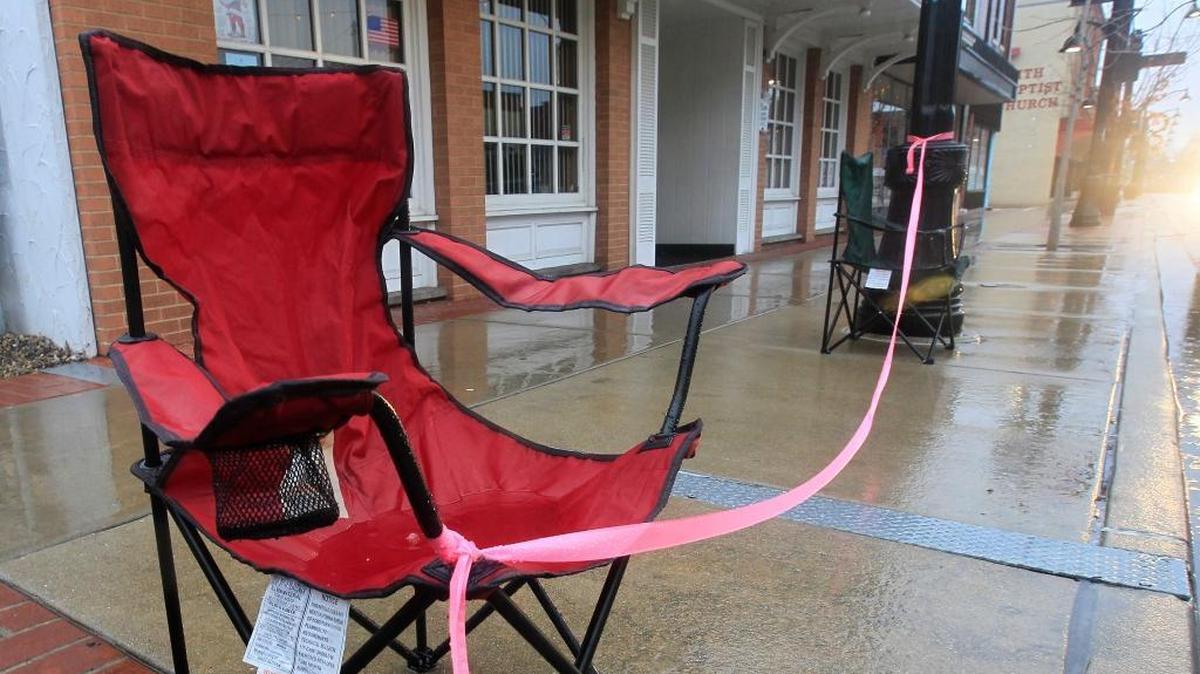 It's not proper to move chairs once they have been placed along a parade route.