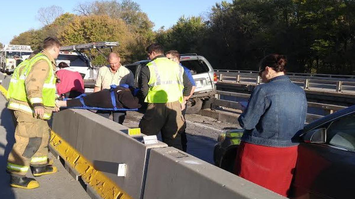 
In one of the Thursday accidents, firefighters deal with a crash on the Silver Creek Bridge on Illinos 15.
