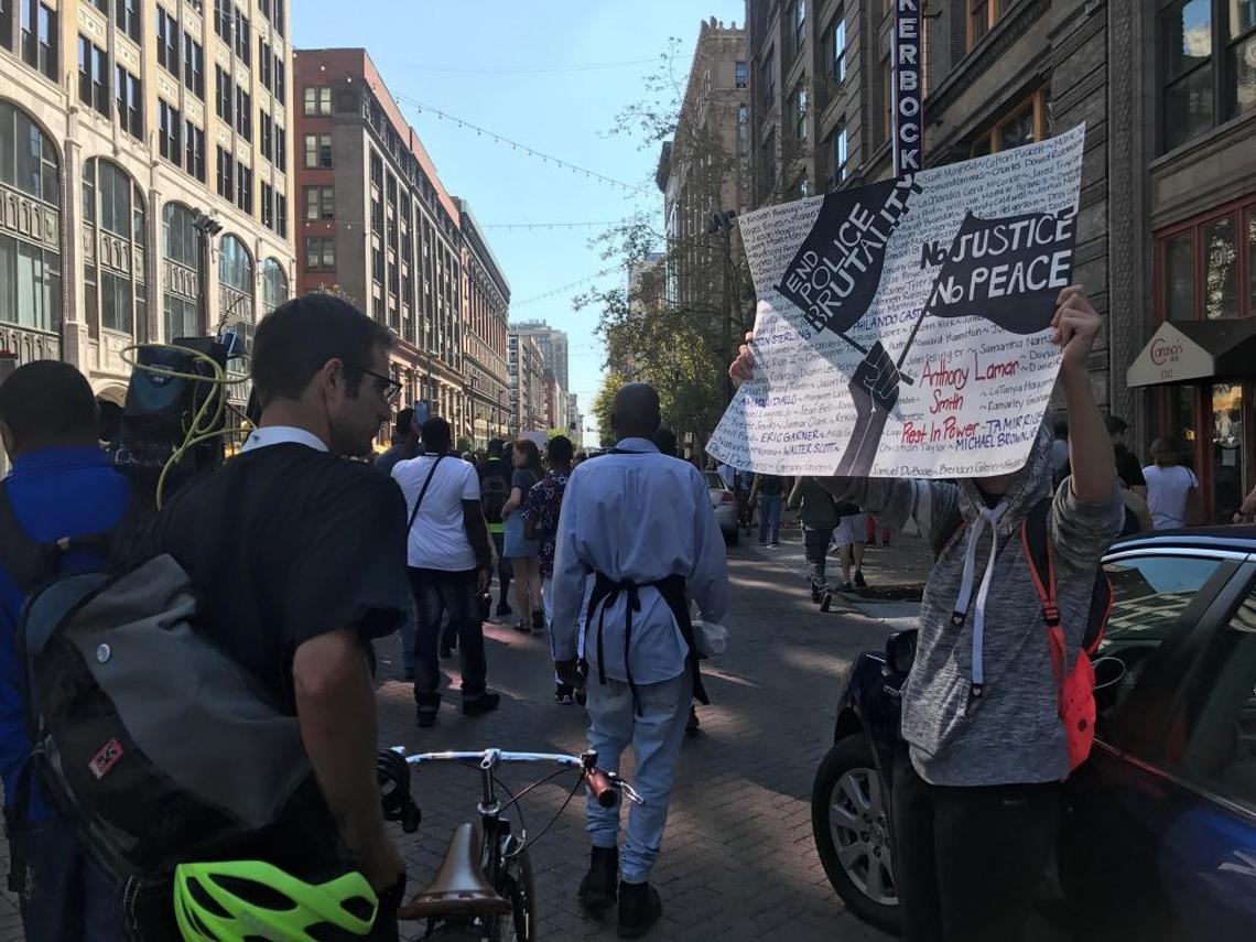 Protesters on Friday in St. Louis.